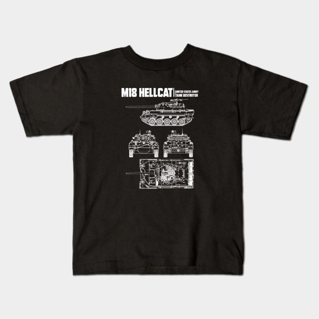 M18 ''HELLCAT'' Kids T-Shirt by theanomalius_merch